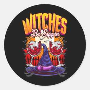 Heksen zijn Sippin 'Grappige Halloween Party Heks Ronde Sticker