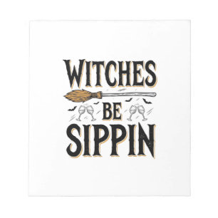 Heksen Zijn Slurpen Vintage Halloween Drank Shirt_ Notitieblok
