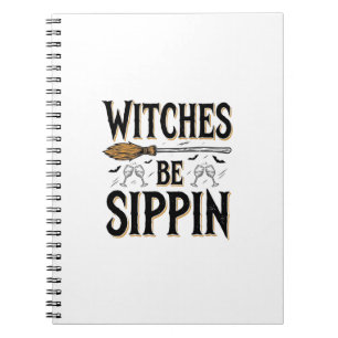 Heksen Zijn Slurpen Vintage Halloween Drank Shirt_ Notitieboek