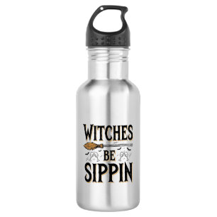 Heksen Zijn Slurpen Vintage Halloween Drank Shirt_ Waterfles