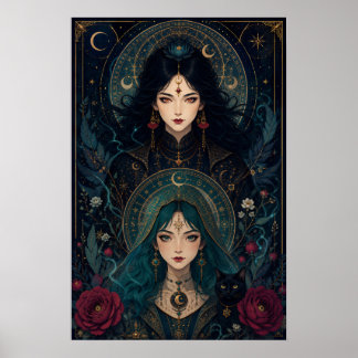 Heksen Zusters – Gotische Art Nouveau Fantasy Poster