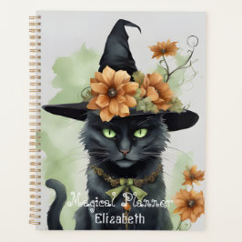 Heksen Zwart Kat Bruin Bloem Magisch Planner