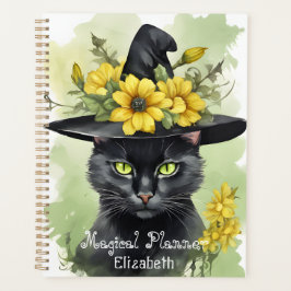 Heksen Zwart Kat Geel Bloem Magisch Planner