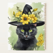 Heksen Zwart Kat Geel Bloem Magisch Planner (Achterkant)
