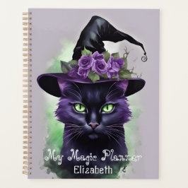 Heksen Zwart Kat Paarse Bloem Magic Planner