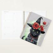 Heksen Zwart Kat Rood Bloem Magisch Planner (Display)