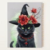 Heksen Zwart Kat Rood Bloem Magisch Planner (Achterkant)