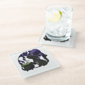 Heksen Zwart Kat Schattig Halloween Glazen Onderzetter (Schuin)