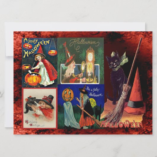  heksen zwart katten collage groot Briefkaart (Voorkant)