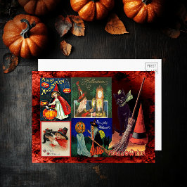 heksen zwart katten collage groot Briefkaart