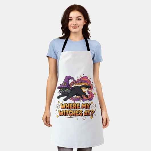 heksen zwarte kat Classic T-Shirt Schort (Gedragen)