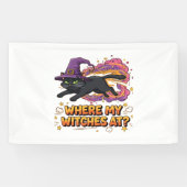 heksen zwarte kat Classic T-Shirt Spandoek (Horizontaal)