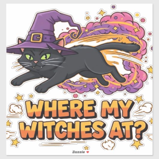 heksen zwarte kat Classic T-Shirt Sticker (Vel)