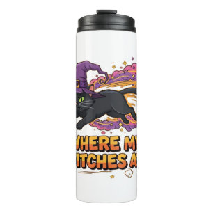 heksen zwarte kat Classic T-Shirt Thermosbeker