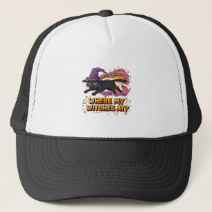 heksen zwarte kat Klassiek T-shirt Trucker Pet
