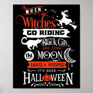 Heksen Zwarte Katten En Maan Halloween Poster