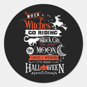 Heksen Zwarte Katten En Maan Halloween Ronde Sticker