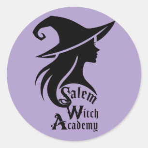 Heksenacademie Salem Wicca Heksen Halloween Feest Ronde Sticker