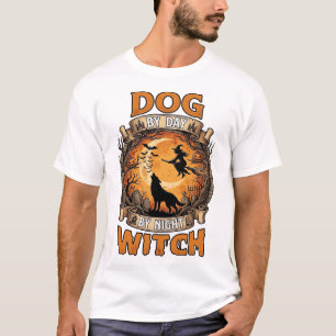 Heksenacht op Honden Dag Halloween Wolfmaan Vleerm T-shirt