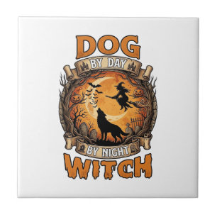 Heksenacht op Honden Dag Halloween Wolfmaan Vleerm Tegeltje