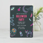 Heksenambachten Halloween Party Uitnodiging (Staand voorkant)