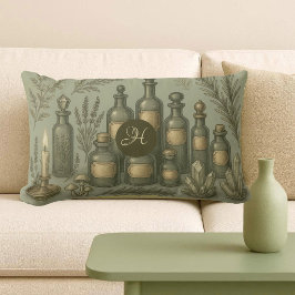 Heksenapotheek Kruiden Salie Groen Magie Monogram Kussen
