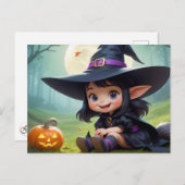 Heksenbaby en pompoen briefkaart (Voorkant / Achterkant)