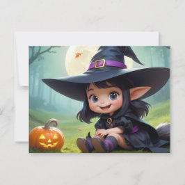 Heksenbaby en pompoen briefkaart