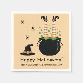 Heksenbenen die uit een ketel steken Halloween Servet