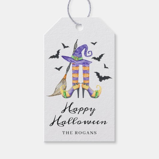 Heksenbenen en -hoed voor Halloween Cadeaulabel (Voorkant)