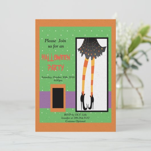 heksenbenen Halloween Kaart (Staand voorkant)