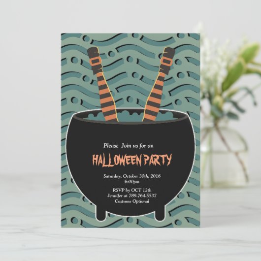 heksenbenen Halloween Kaart (Staand voorkant)