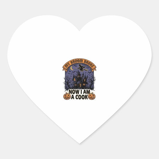 Heksenbezem Gebroken Heks Halloween Kook Straf_1 Hart Sticker (Voorkant)
