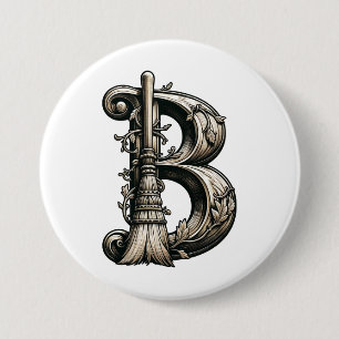 Heksenbezem Halloween B vintage Ronde Button 7,6 Cm