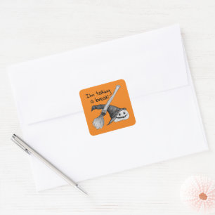 Heksenbezem Halloween Vierkante Sticker