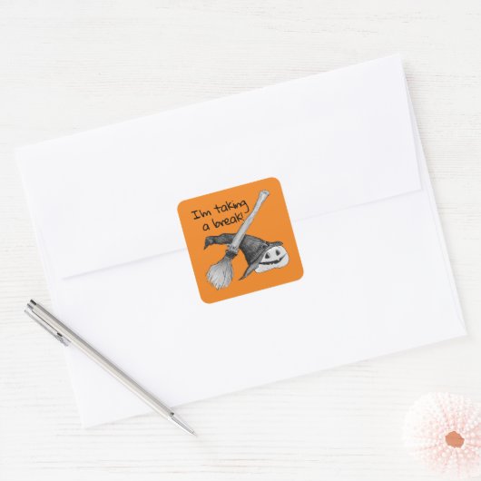 Heksenbezem Halloween Vierkante Sticker (Envelop)