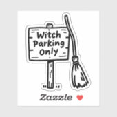 Heksenbezem parkeren teken doodle sticker (Vel)