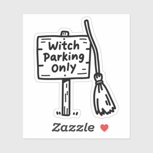 Heksenbezem parkeren teken doodle sticker (Vel)