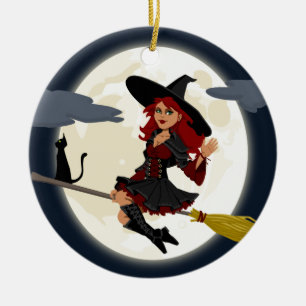 heksenbroomstokbroom keramisch ornament