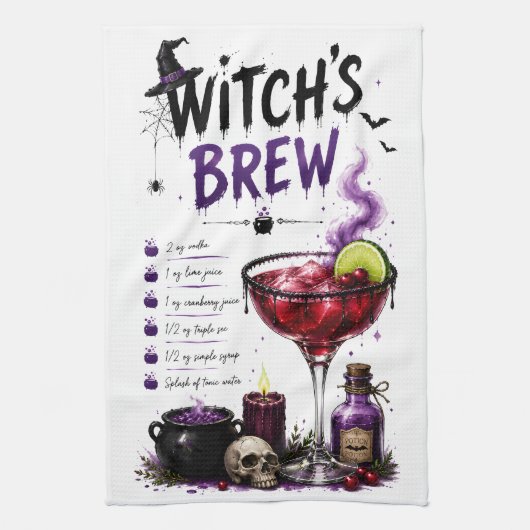 Heksenbrouwsel Halloween-recept Theedoek (Verticaal)