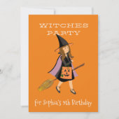 Heksenbrunette Halloween Verjaardagsfeest Kaart (Voorkant)