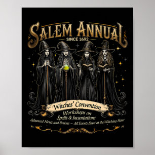 Heksenconventie Halloween Vintage Meisjes Salem A Poster