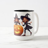 Heksendans bij Jack O Lantern 🎃 Tweekleurige Koffiemok (Voorkant rechts)