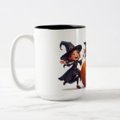 Heksendans bij Jack O Lantern 🎃 Tweekleurige Koffiemok (Links)