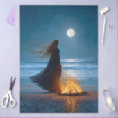 Heksendecoupage bij maanverlichte strand tissuepapier (Craft)