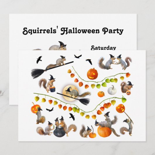 Hekseneekhoorns Halloween Party Uitnodiging (Voorkant / Achterkant)
