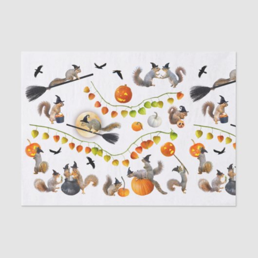 Hekseneekhoorns Halloween Tissue Paper Tissuepapier (Voorkant)