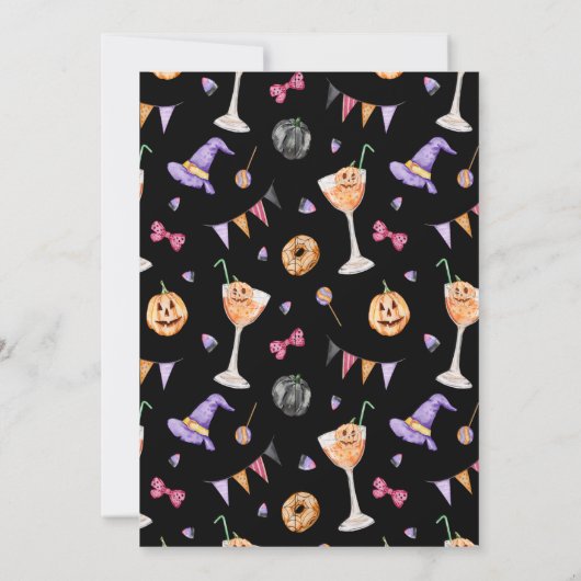 Heksenfeest Halloween cocktail uitnodiging (Achterkant)
