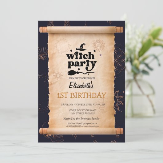 Heksenfeest Halloween Mystieke Verjaardag Kaart (Staand voorkant)