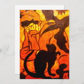 Heksenfeest Heks met een Zwarte Kat Feestdagenkaart (Voorkant / Achterkant)